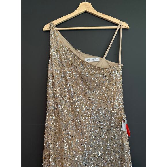 Mac Duggal Sequin One Shoulder Gown With Embellishments 10729 NEW Size 10 - Picture 5 of 16